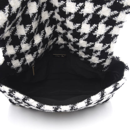 Chanel Tweed Quilted Maxi 19 Flap Black Ecru White 6 of 11