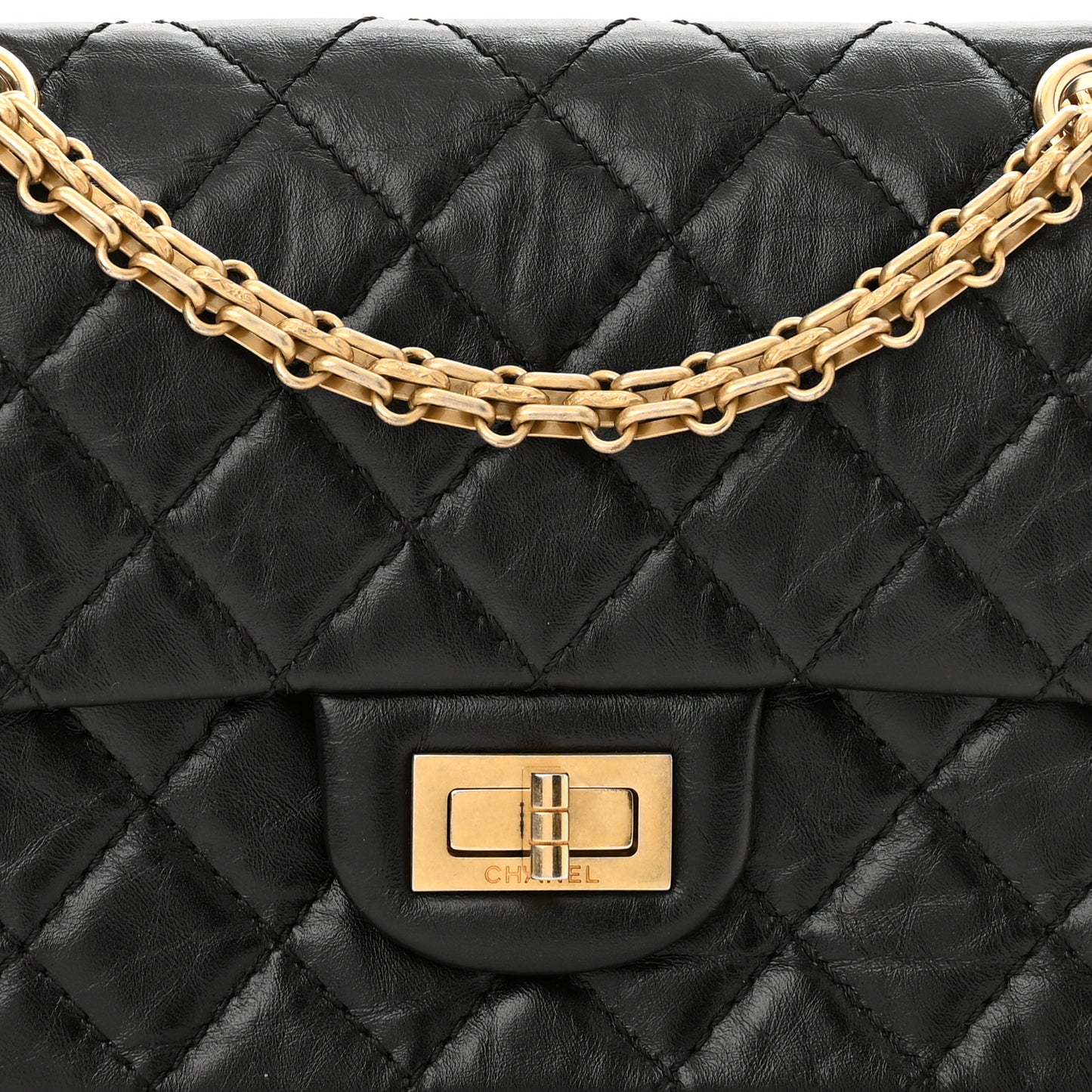 Aged Calfskin Quilted 2.55 Reissue Mini Flap Black