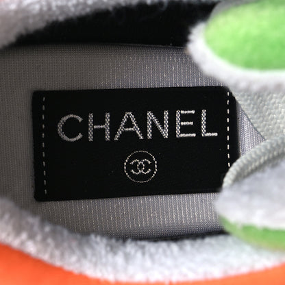 Chanel Fabric Suede Calfskin CC Sneakers 38.5 White Multicolor 7 of 8