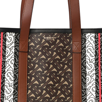 Burberry E-Canvas Monogram Stripe Medium Portrait Tote Bag Bridle Brown 7 of 9