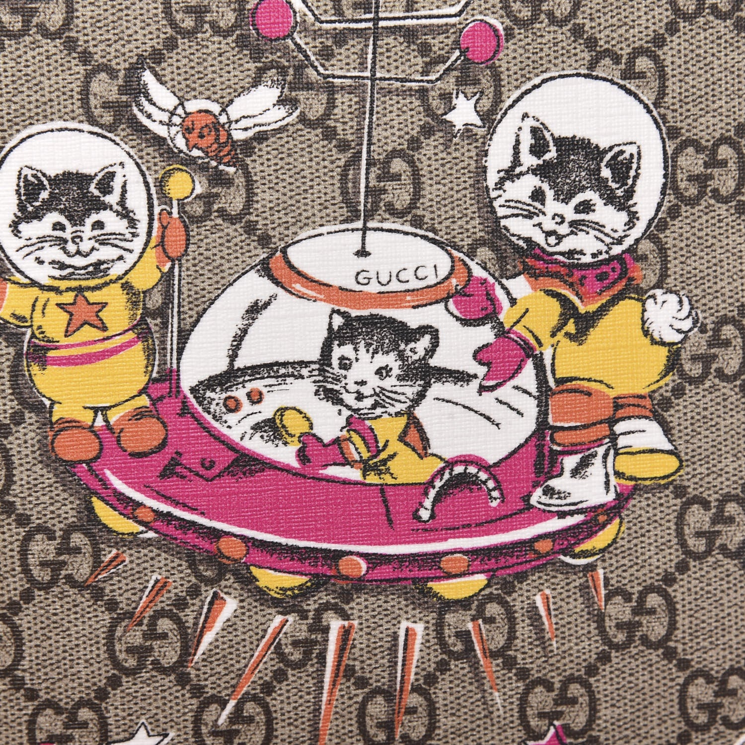 Gucci GG Supreme Monogram Space Cats Diaper Bag Orange 666240