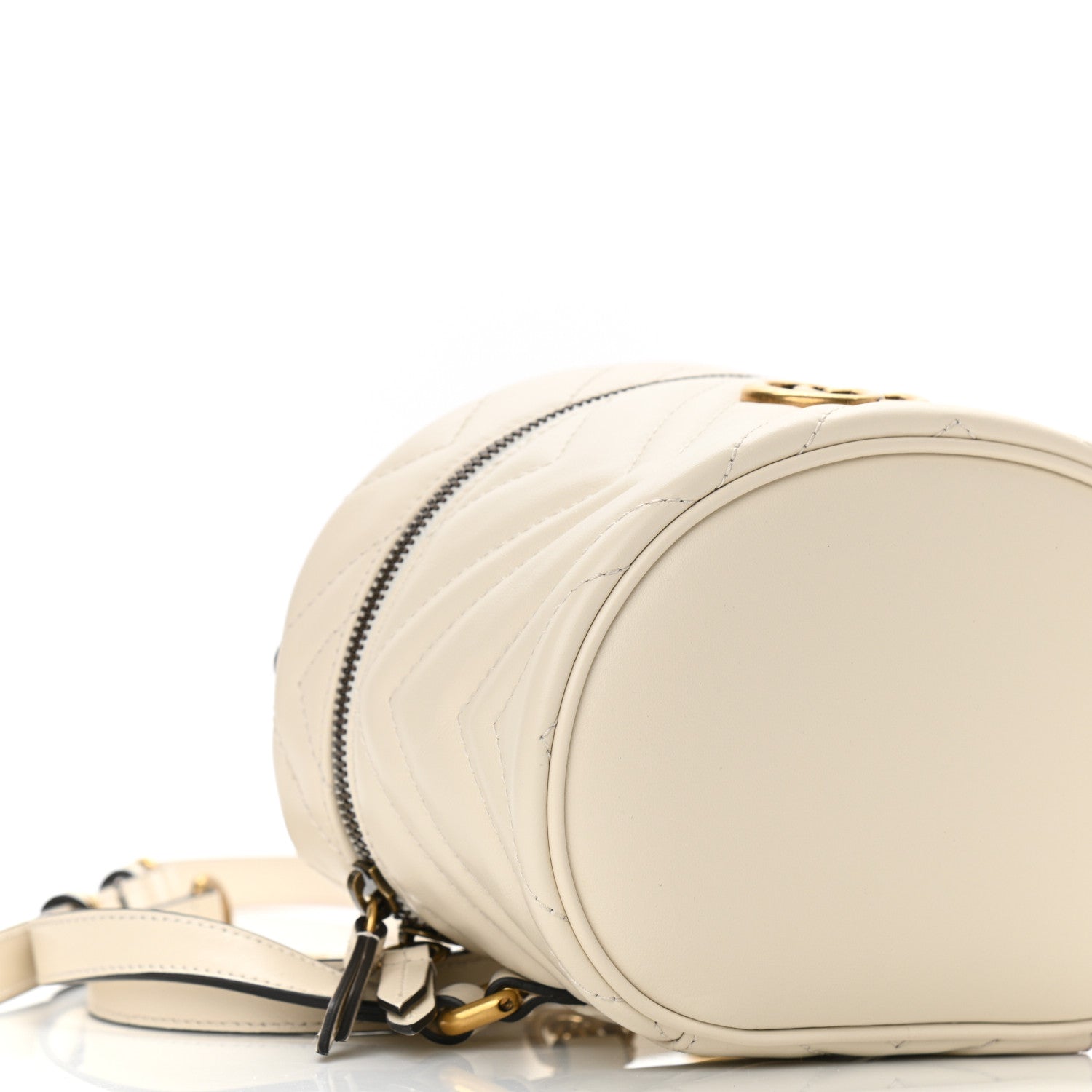 Gucci Calfskin Matelasse Mini GG Marmont Round Backpack White 9 of 10