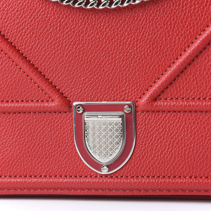 Christian Dior Grained Calfskin Diorama Wallet on Chain Pouch Rouge Vif 12 of 14