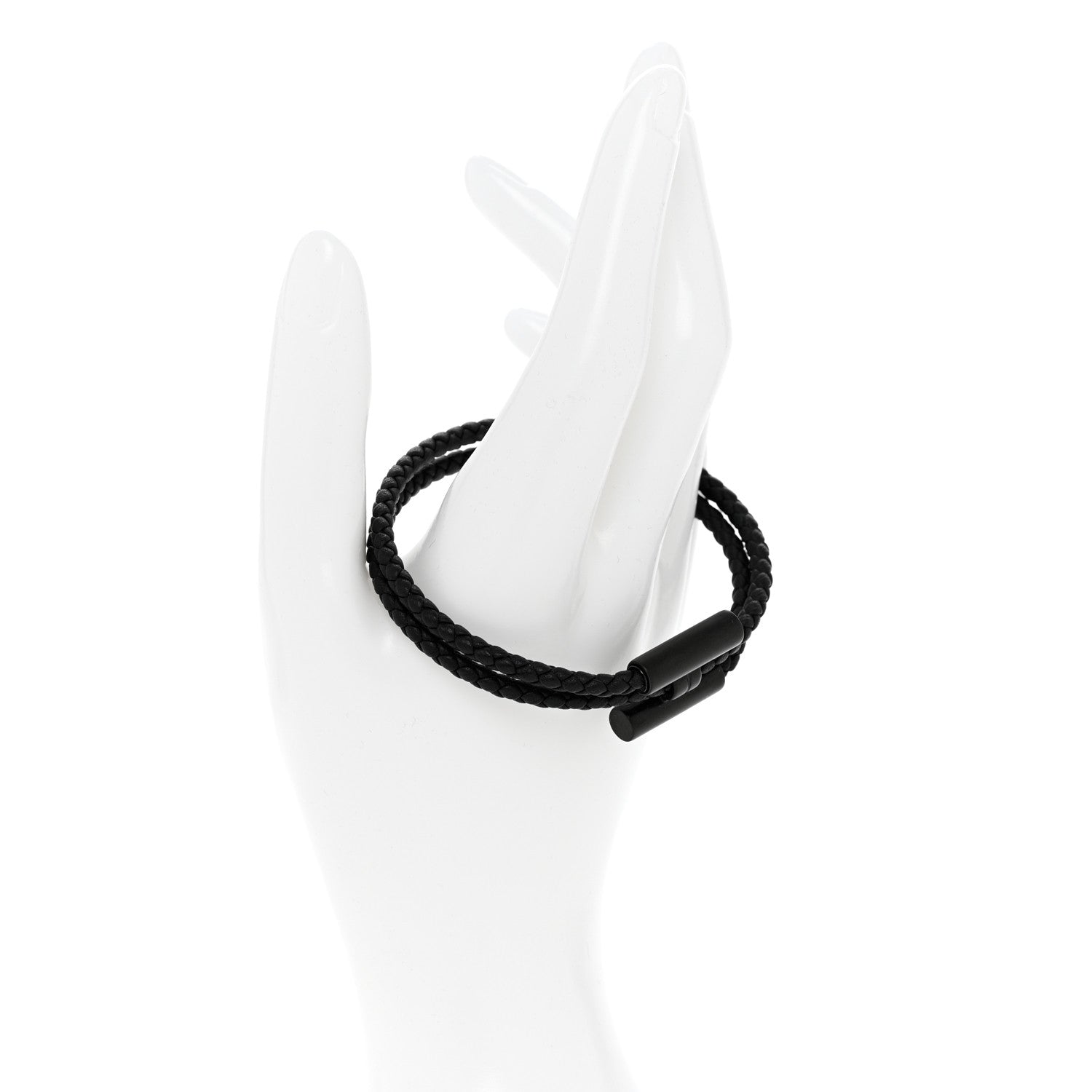 Hermes Swift Double Wrap Cord Tournis Tresse Bracelet T5 Black 2 of 5