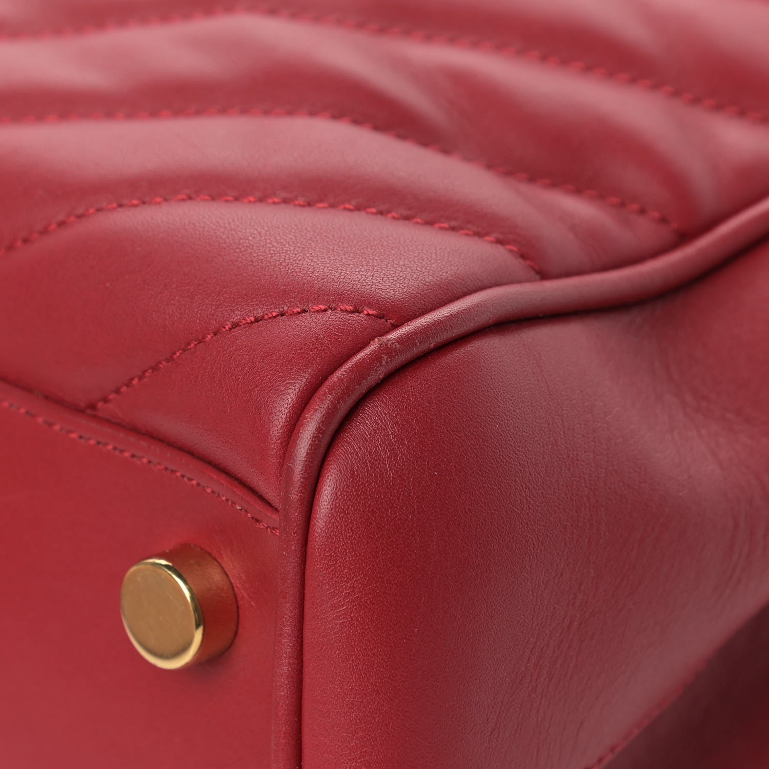 Saint Laurent Smooth Calfskin Matelasse Chevron Monogram Shopping Bag Red 8 of 15