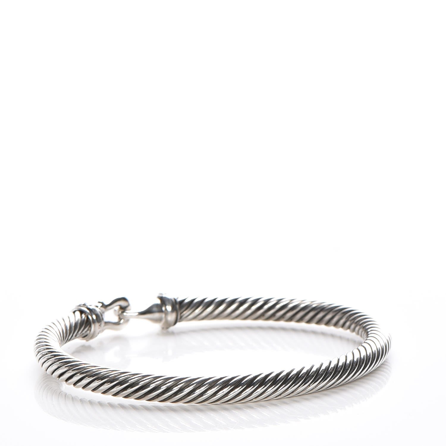 David Yurman Sterling Silver Diamond 5mm Cable Buckle Bracelet 3 of 6