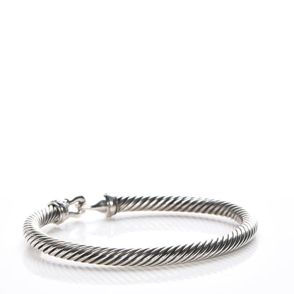 David Yurman Sterling Silver Diamond 5mm Cable Buckle Bracelet 3 of 6