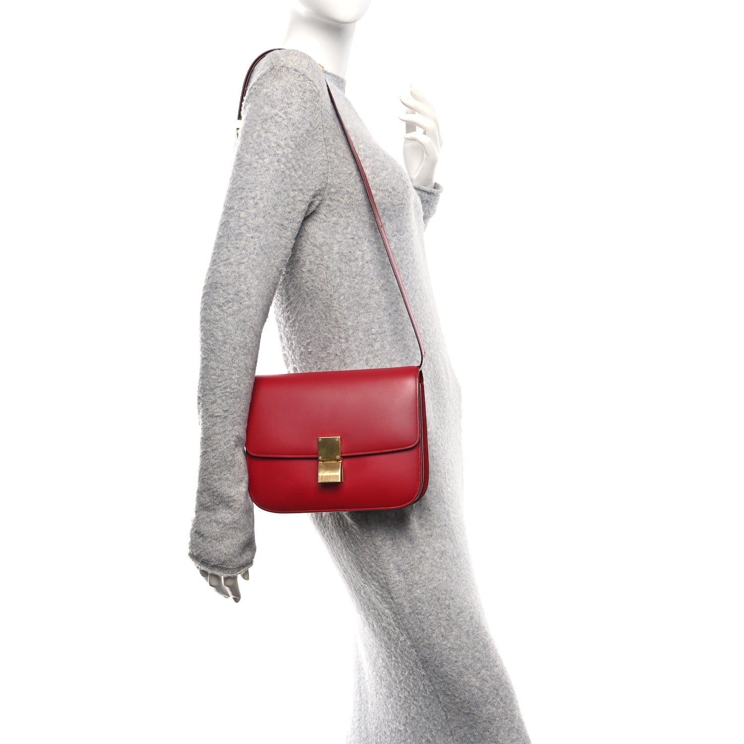 Celine Box Calfskin Medium Classic Box Flap Bag Red 2 of 10