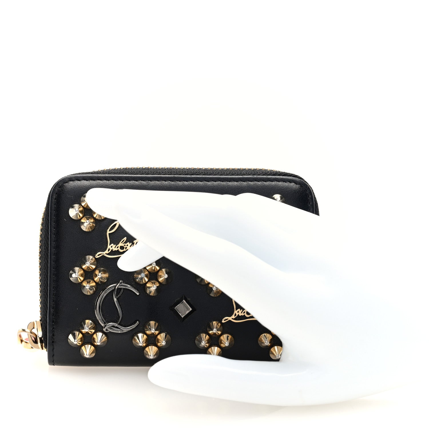 Christian Louboutin Calfskin Loubinthesky Panettone Coin Purse Black 2 of 6