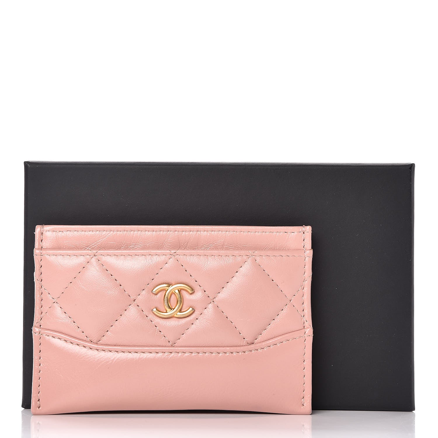 Chanel Aged Calfskin Quilted Gabrielle Card Holder Wallet Light Pink 11 of 11
