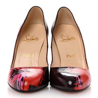 Christian Louboutin Patent Painted Clichy 100 Pumps 38.5 Burgundy 3 of 10