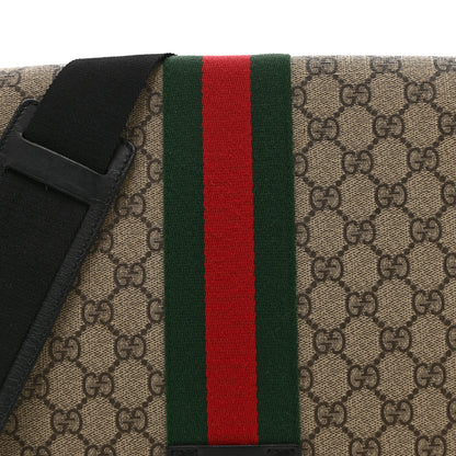 Gucci GG Supreme Monogram Web Flap Messenger Bag Black 9 of 11