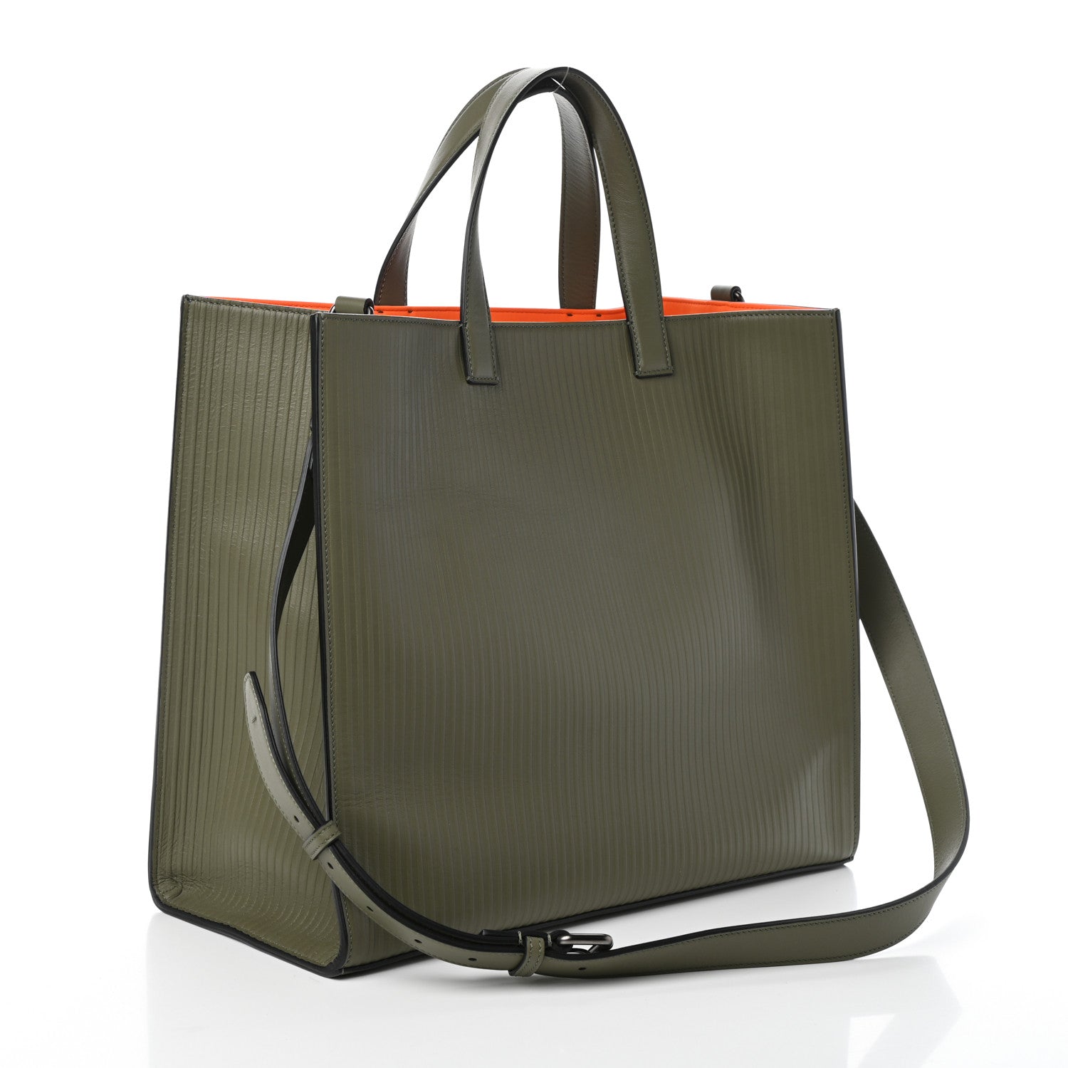 Fendi Calfskin Optic Stripe Shopping Tote Equatore 3 of 9