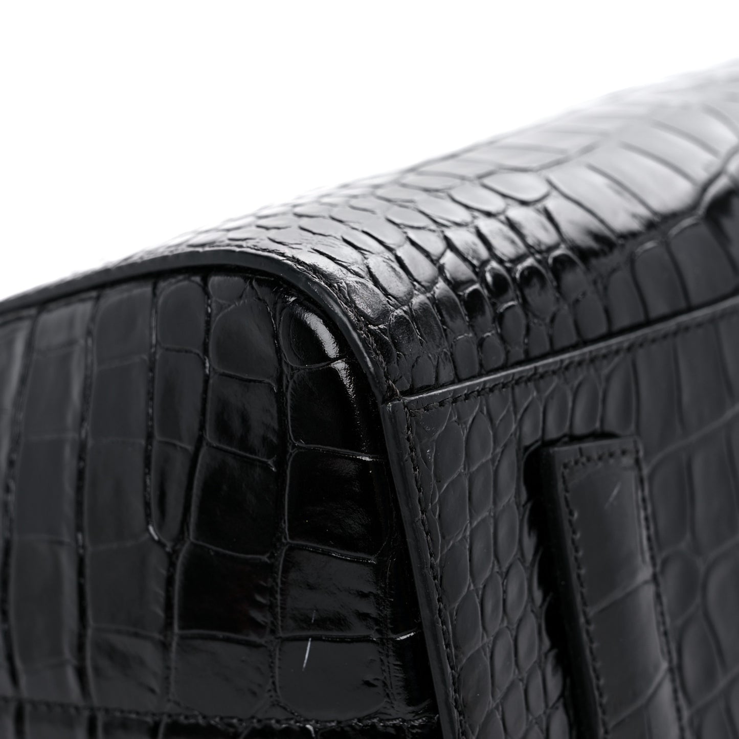 Calfskin Crocodile Embossed Small Antigona Black