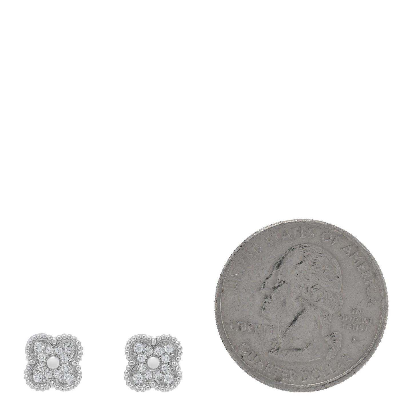 18K White Gold Diamond Sweet Alhambra Earrings