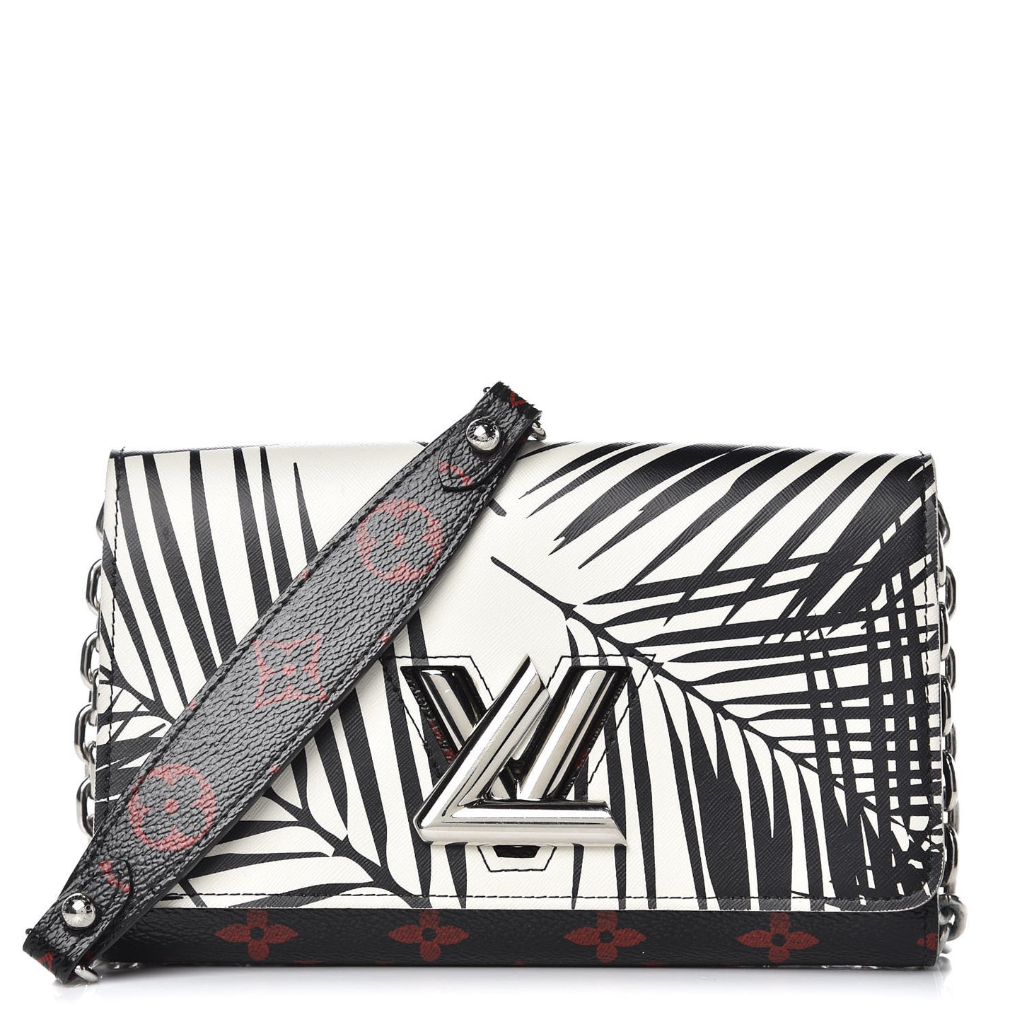 Monogram Palm Twist Chain Wallet Black White