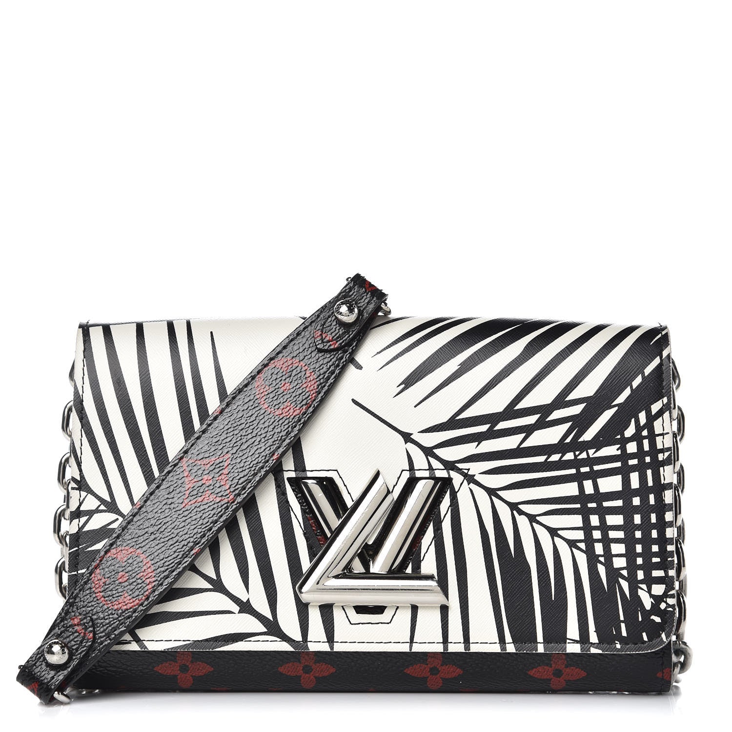 Louis Vuitton Monogram Palm Twist Chain Wallet Black White 1 of 6