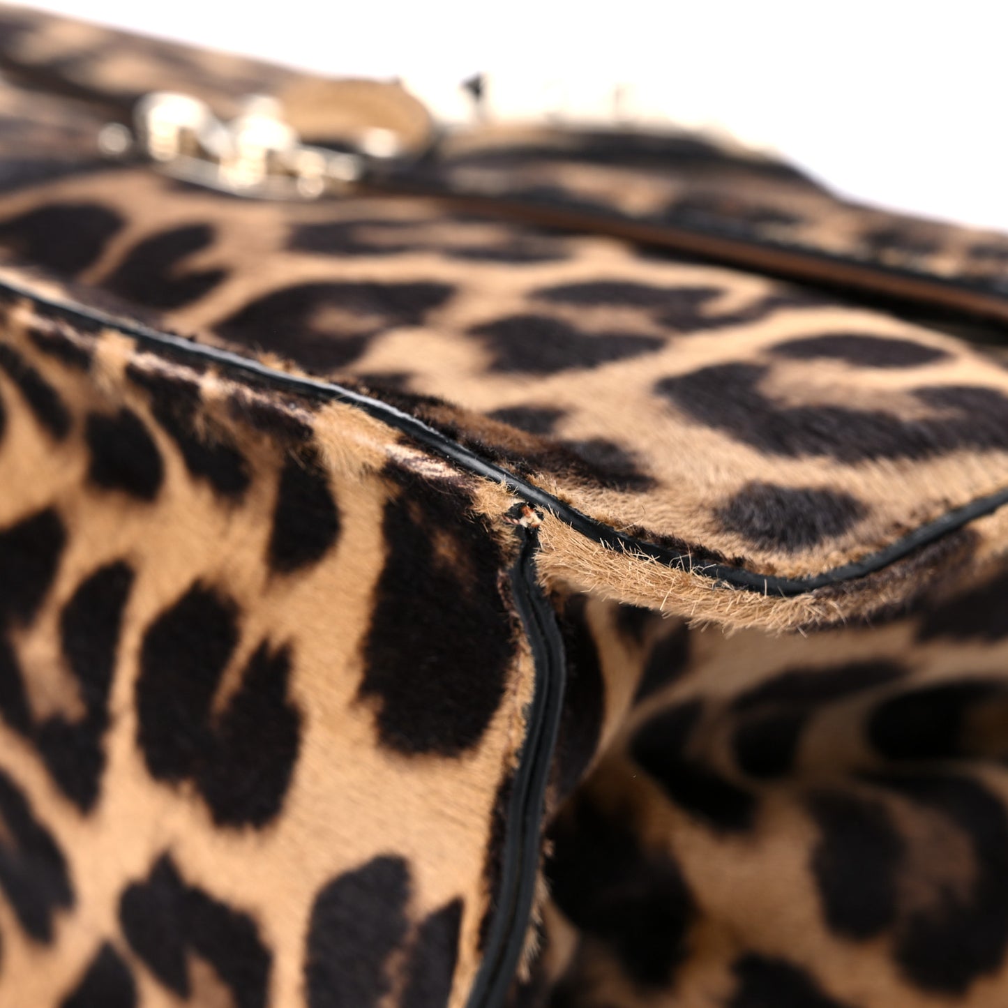 Calf Hair Leopard Print Large Glam Lock Rockstud Flap