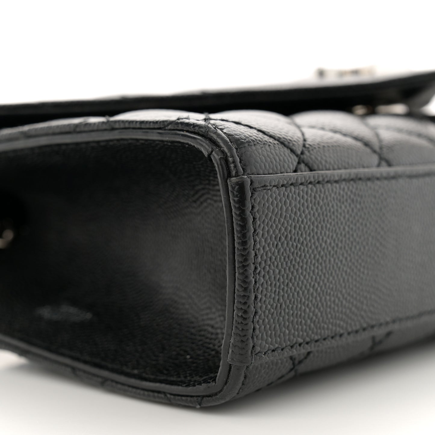 Grain De Poudre Textured Mixed Matelasse Triquilt Small Monogram Satchel Black