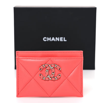 Chanel Lambskin Quilted Chanel 19 Card Holder Coral 9 of 9