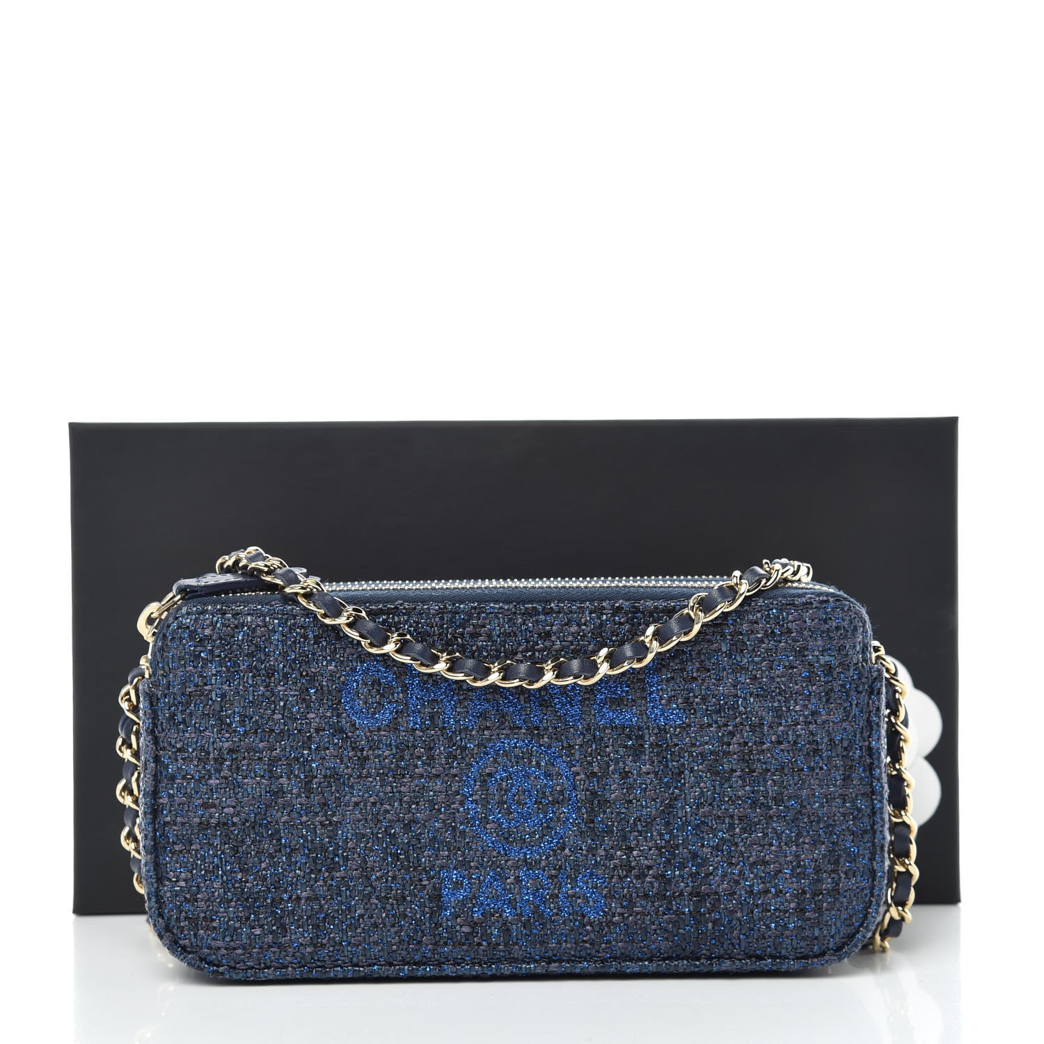Chanel Canvas Small Deauville Clutch With Chain Blue 13 of 13