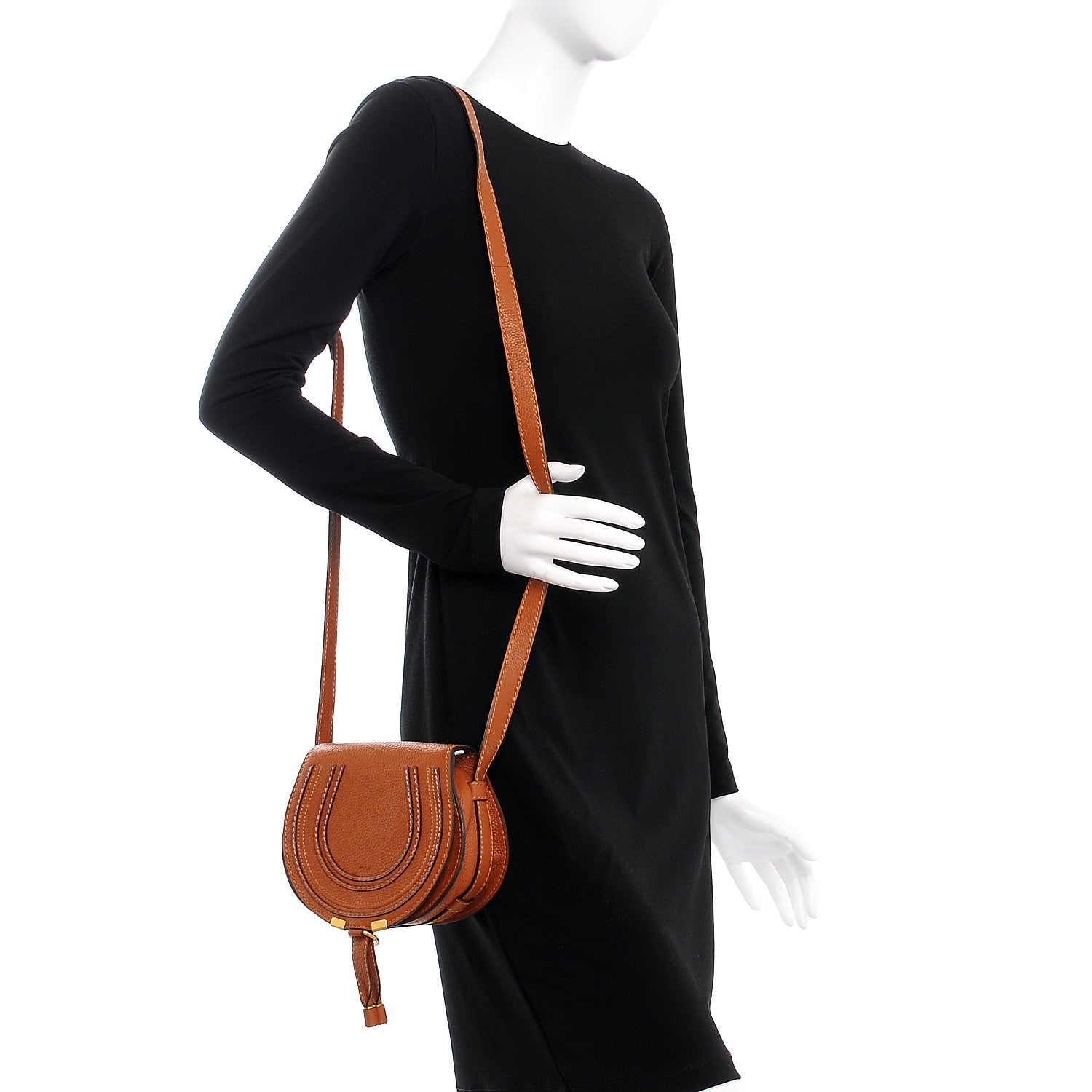 Chloe Calfskin Mini Marcie Round Crossbody Bag Tan 2 of 8