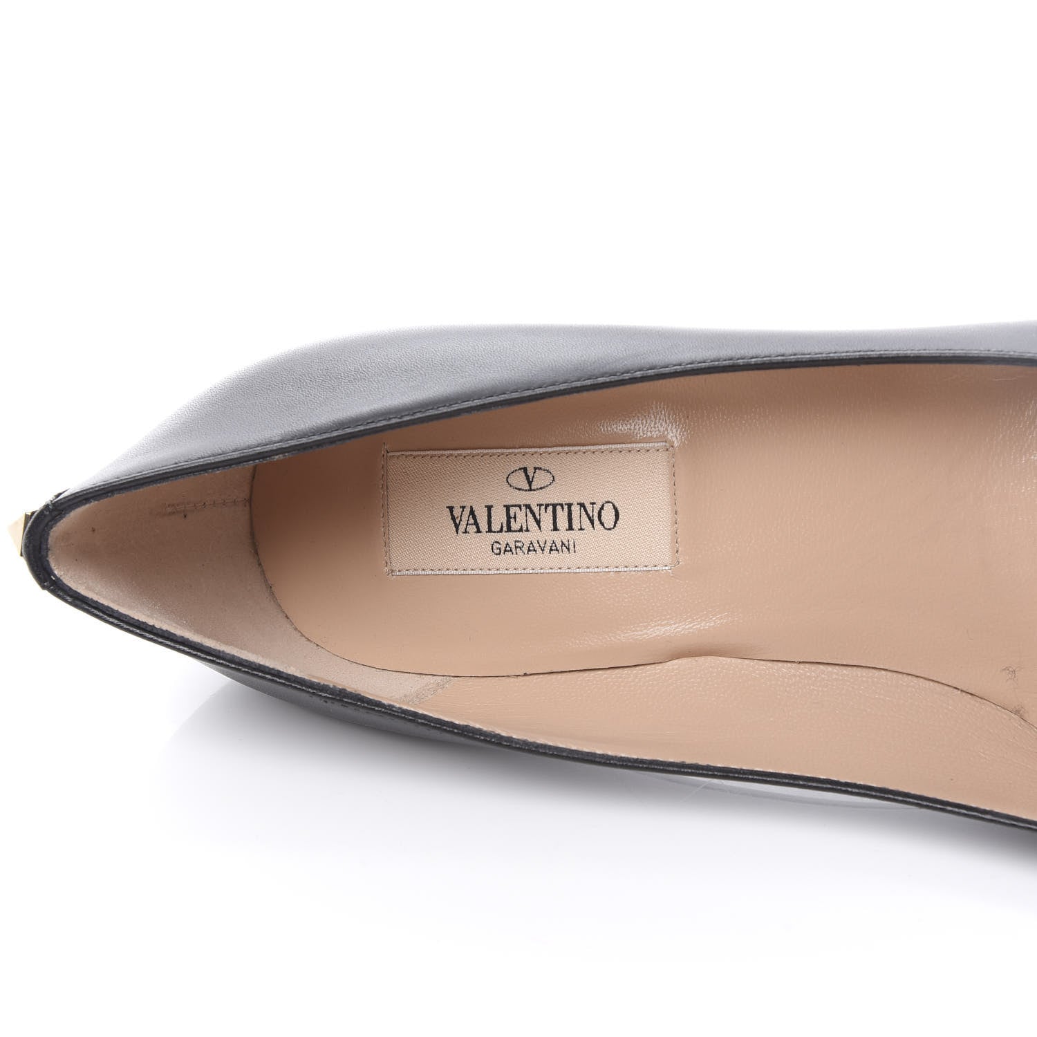 Valentino Garavani Calfskin Rockstud Simple Low Heel Pumps 37.5 Black 7 of 8