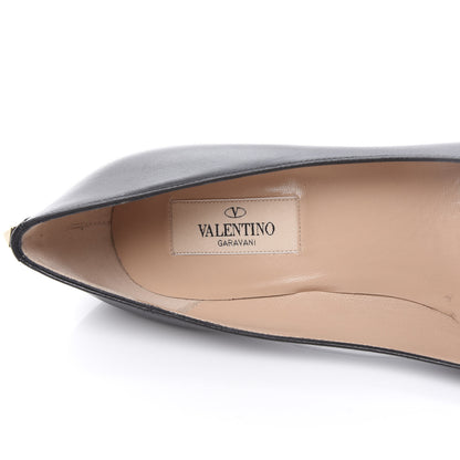 Valentino Garavani Calfskin Rockstud Simple Low Heel Pumps 37.5 Black 7 of 8