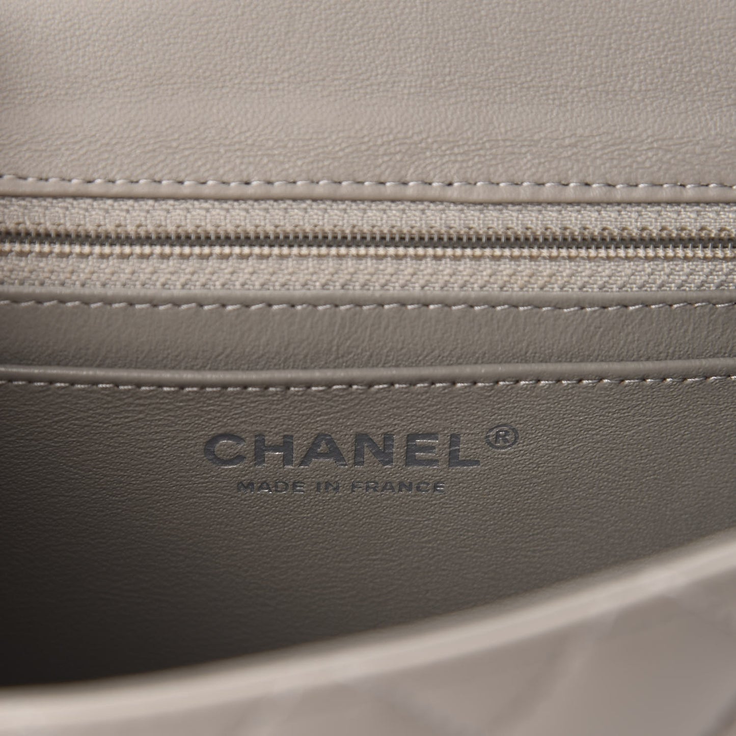 Lambskin Quilted Mini Square Flap Light Grey