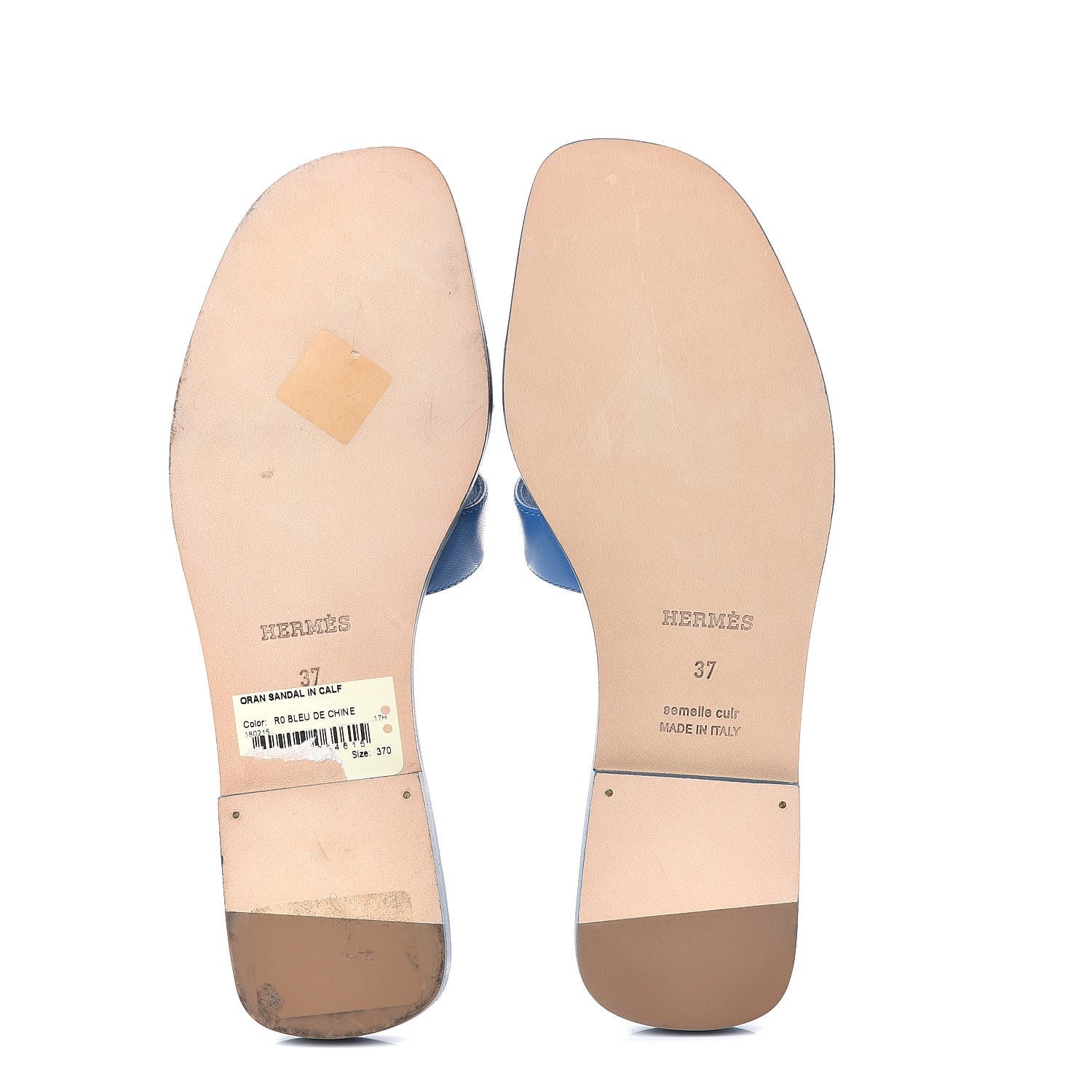 Hermes Calfskin Oran Sandals 37 Bleu De Chine 5 of 11