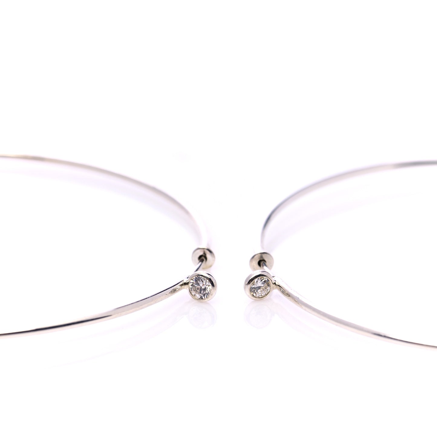 Sterling Silver Diamond Large Elsa Peretti Hoop Earrings