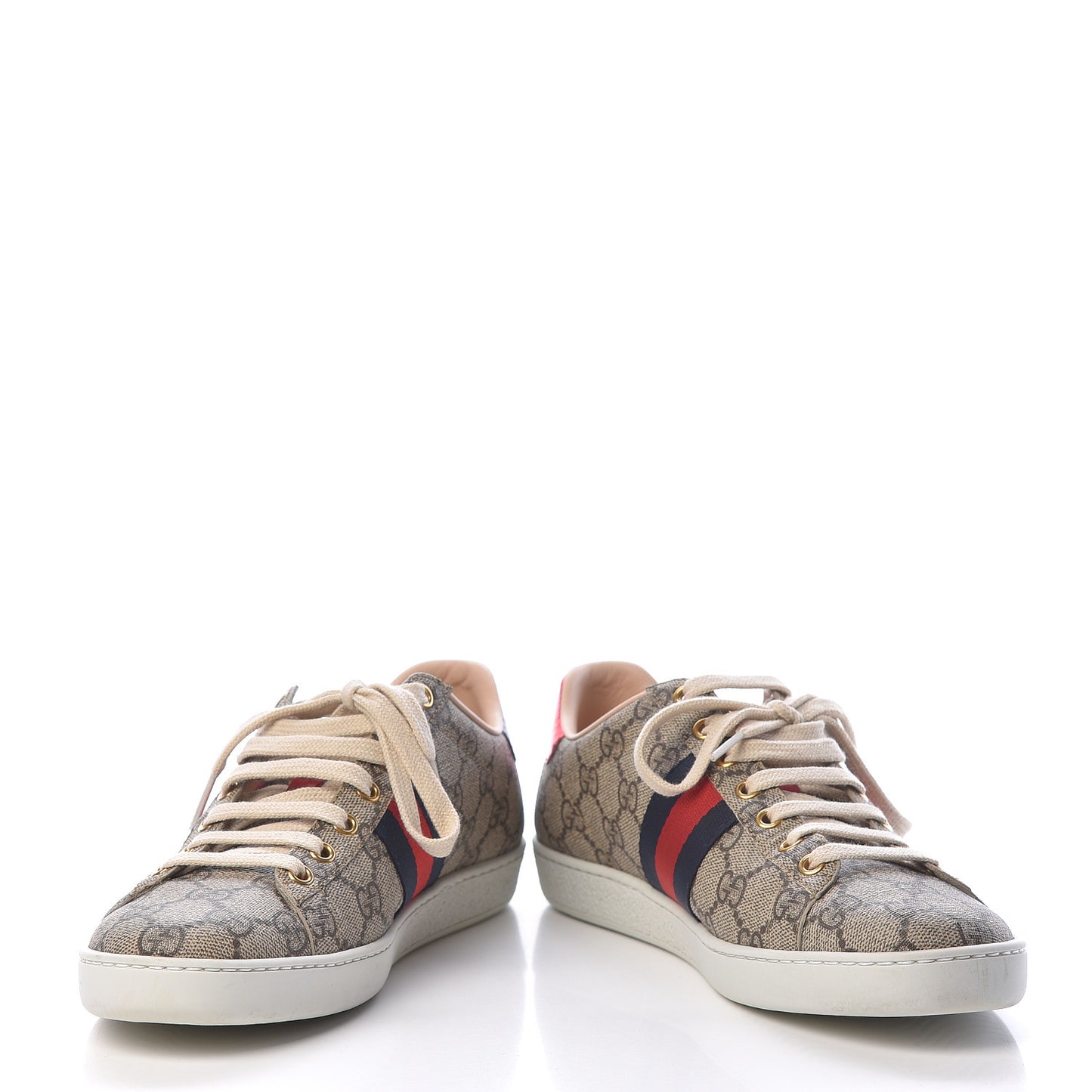 GG Supreme Monogram Womens Ace Low-Top Sneaker 38 Beige
