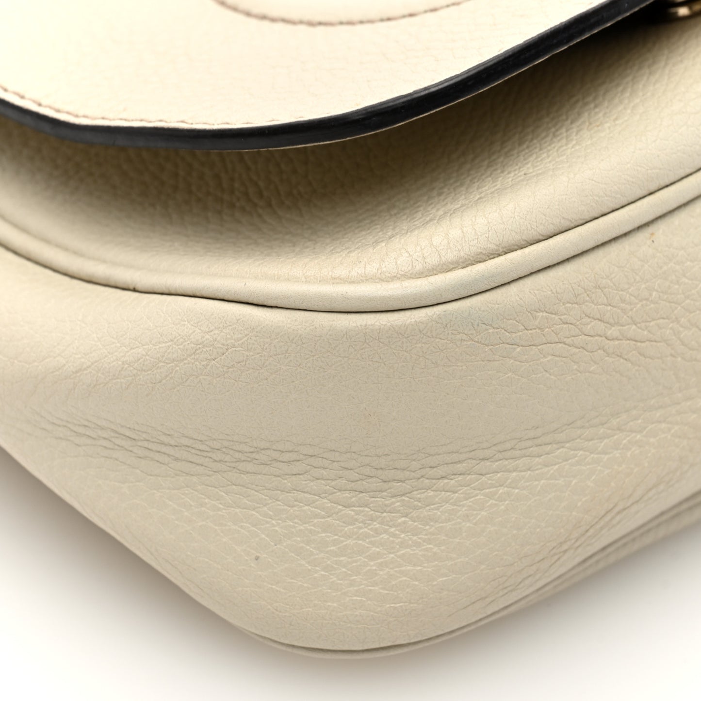 Pebbled Calfskin Small Soho Flap Crossbody Off White
