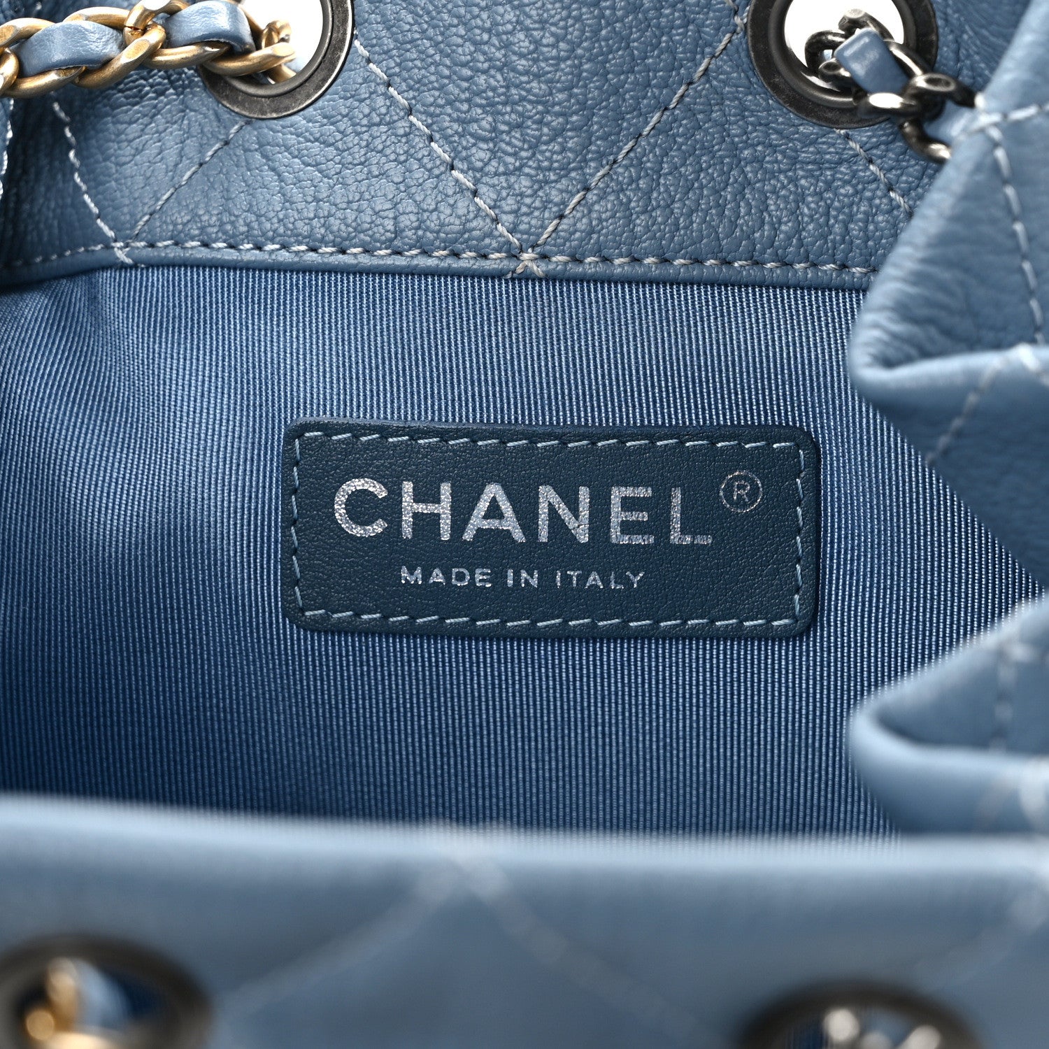 Chanel Patent Goatskin Quilted Gabrielle Backpack Blue 6 of 11