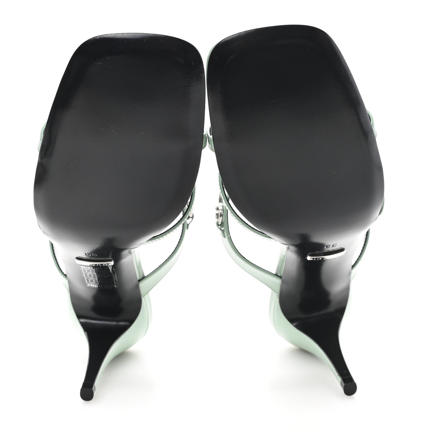 Regent Calfskin Horsebit Mid Heel Sandals 39 Pacific Green