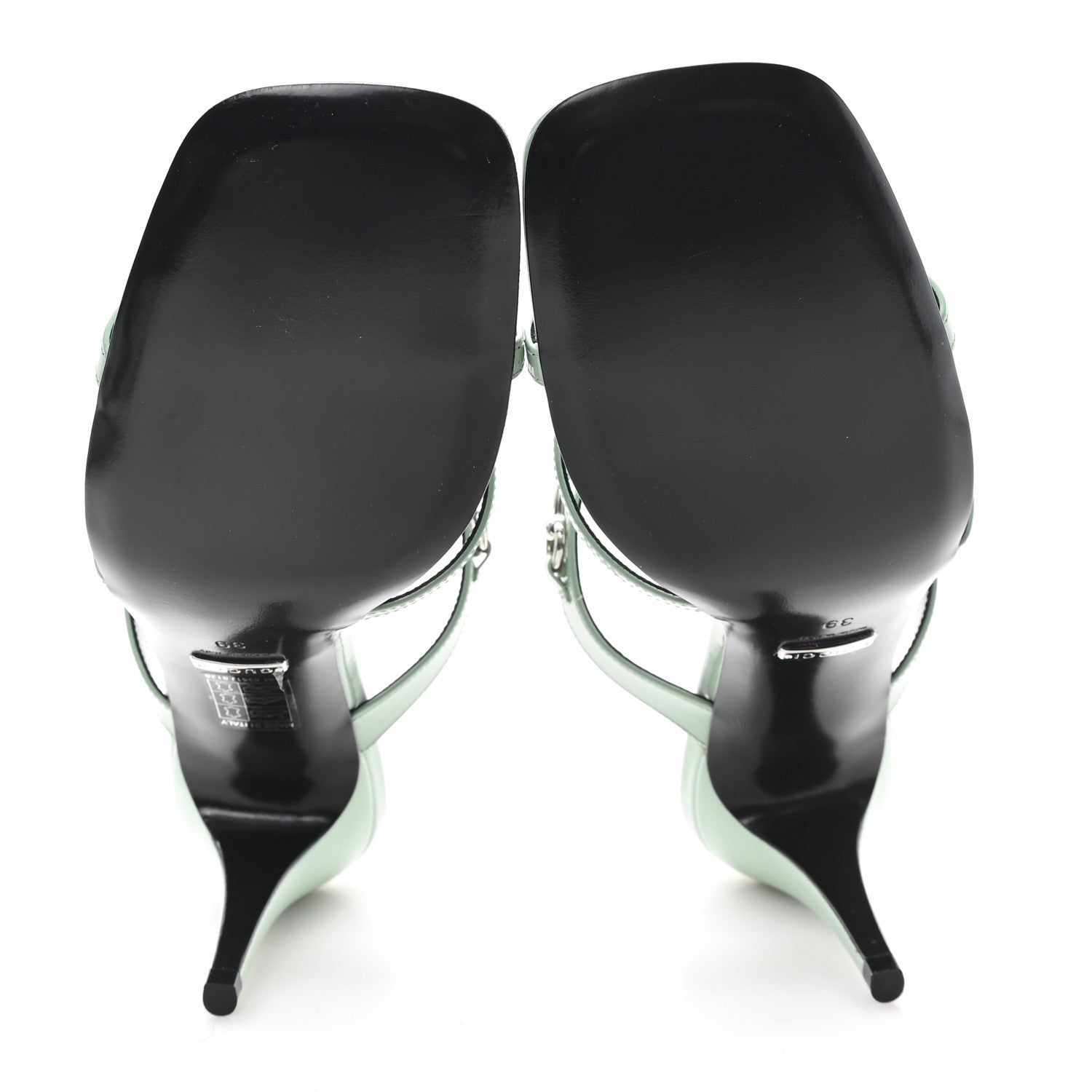 Gucci Regent Calfskin Horsebit Mid Heel Sandals 39 Pacific Green 6 of 9