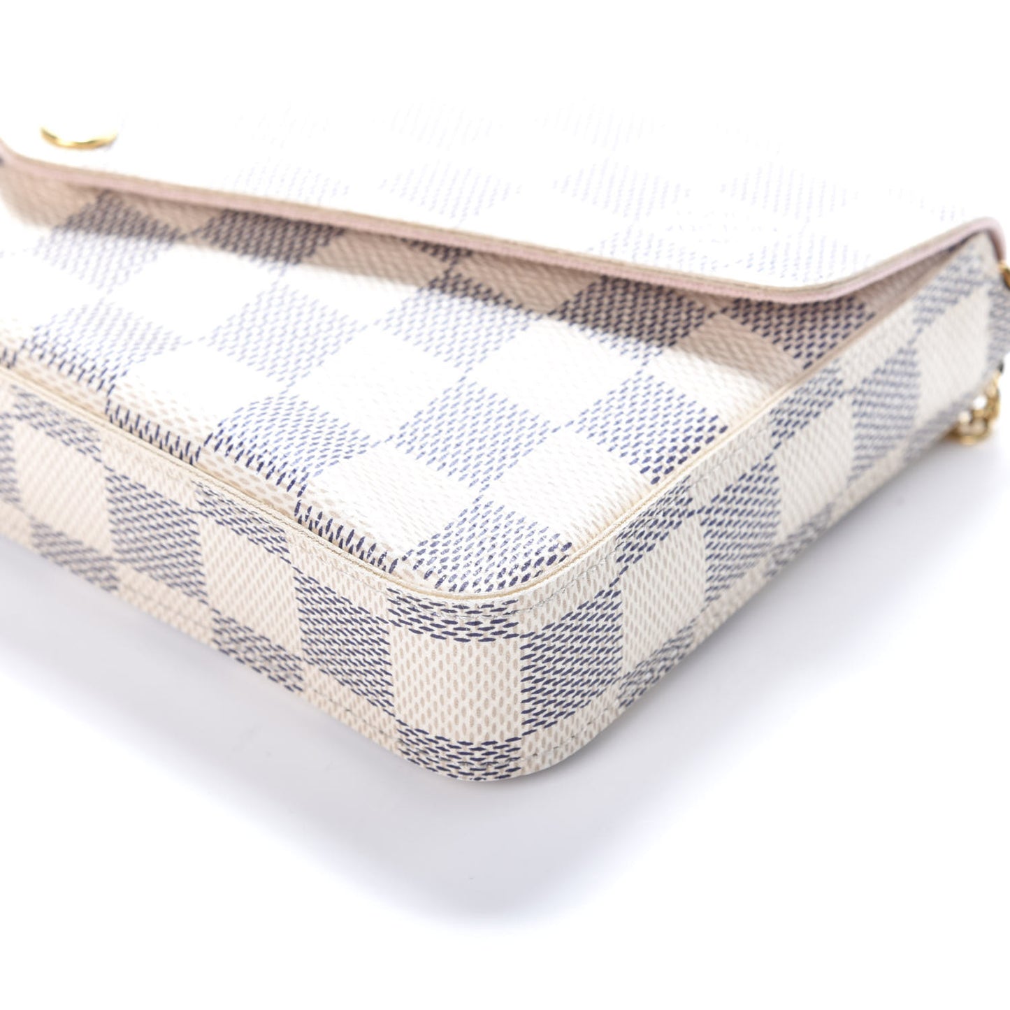 Damier Azur Pochette Felicie Chain Wallet Rose Ballerine
