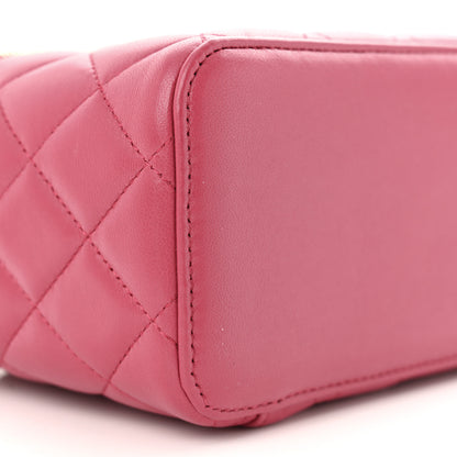 Chanel Lambskin Quilted Small Top Handle Vanity Case With Chain Dark Pink 9 of 11