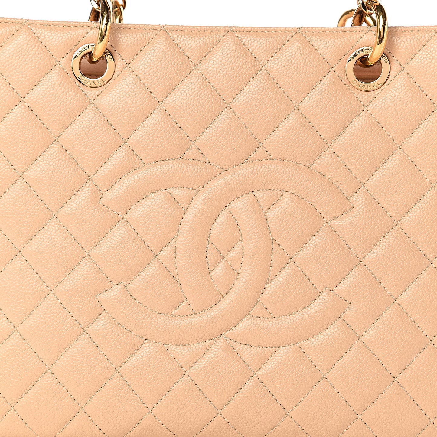Caviar Quilted Grand Shopping Tote GST Beige Clair