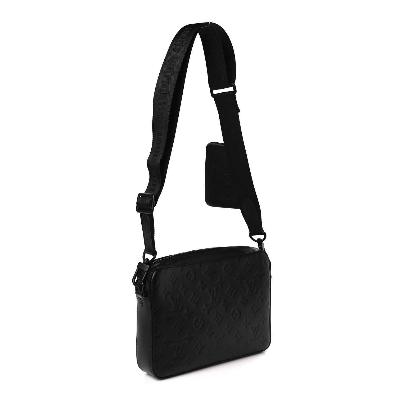 Louis Vuitton Calfskin Monogram Shadow Duo Messenger Black 3 of 8