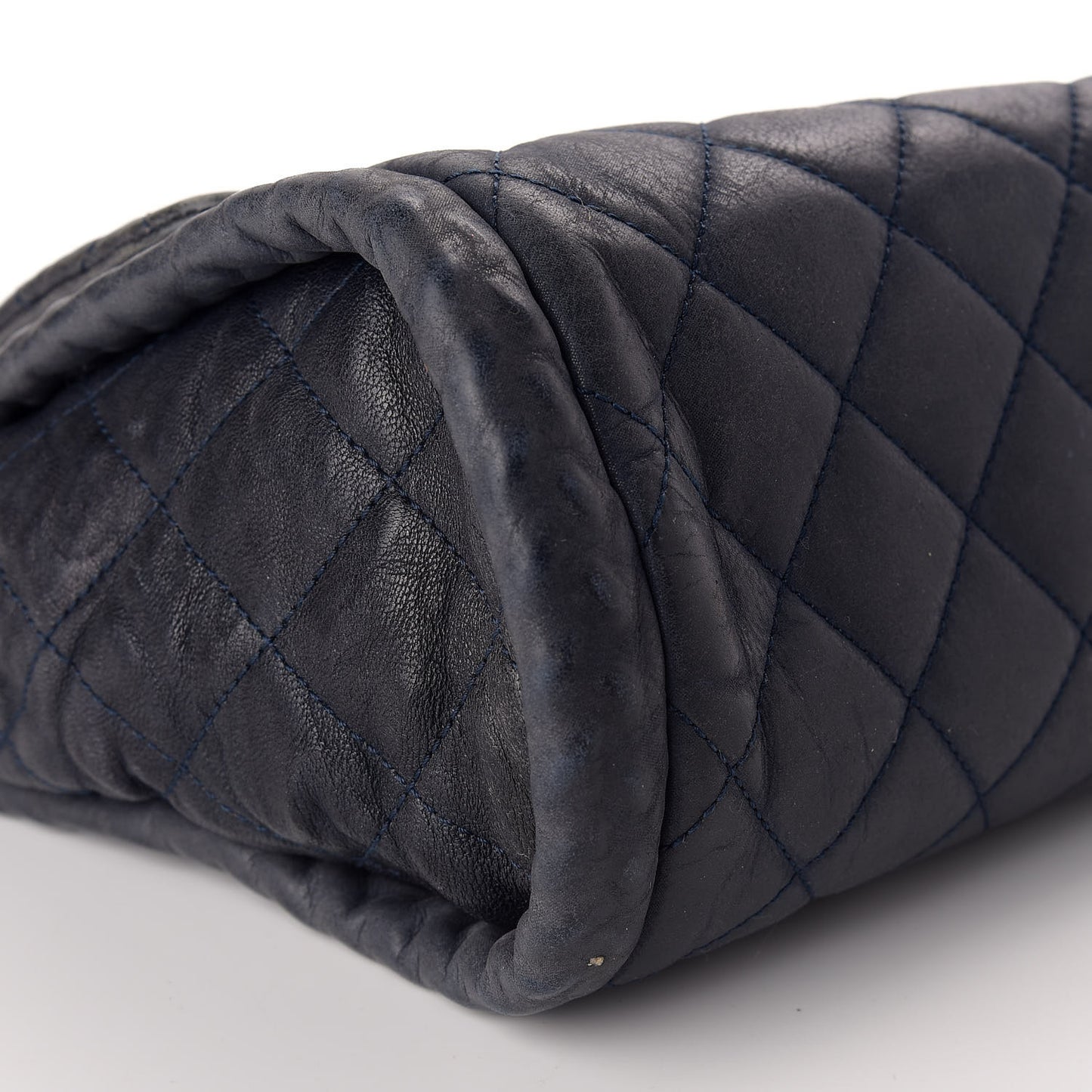 Washed Lambskin Quilted Studded CC Flap Blue Black