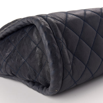 Chanel Washed Lambskin Quilted Studded CC Flap Blue Black 6 of 13