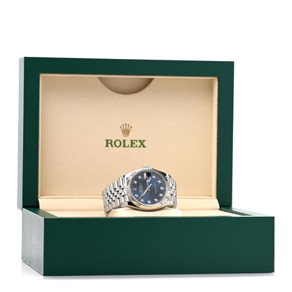 Rolex Stainless Steel 18K White Gold Diamond 36mm Oyster Perpetual Datejust Watch Bright Blue 126234 5 of 5