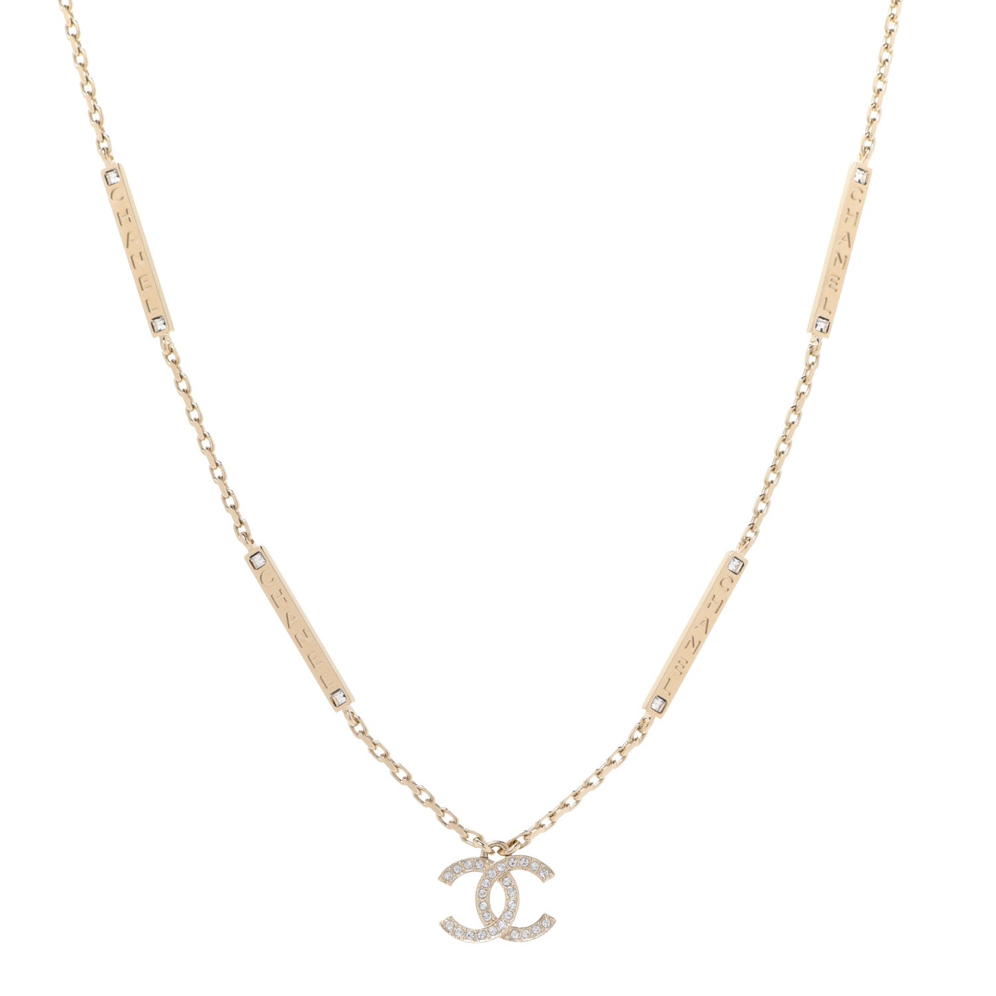 Crystal CC Pendant Necklace Gold