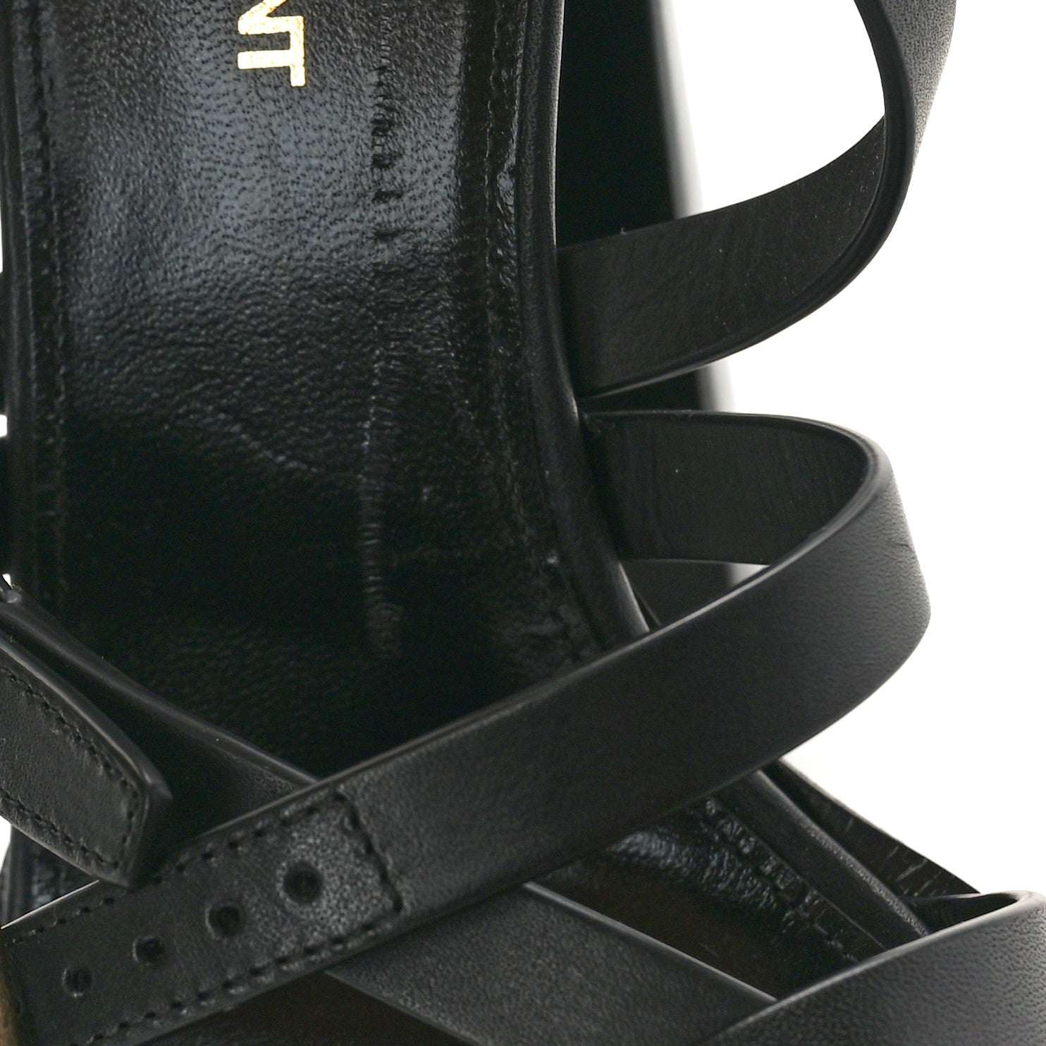 Saint Laurent Calfskin Platz Platform Sandals 38.5 Black 10 of 12