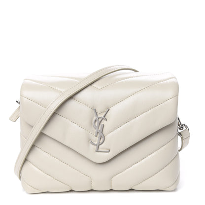 Saint Laurent Calfskin Y Quilted Monogram Toy Loulou Crossbody Bag Ivory 1 of 10