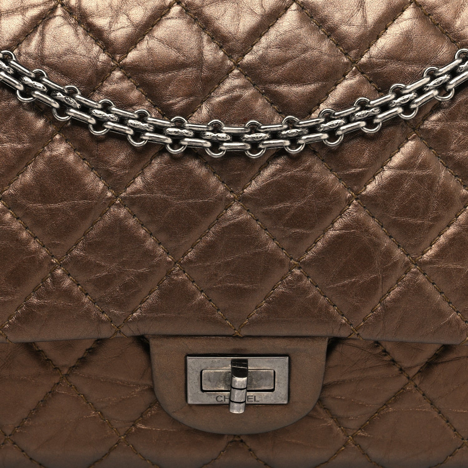 Chanel Metallic Aged Calfskin Quilted 2.55 Reissue 226 Flap Bronze 8 of 10