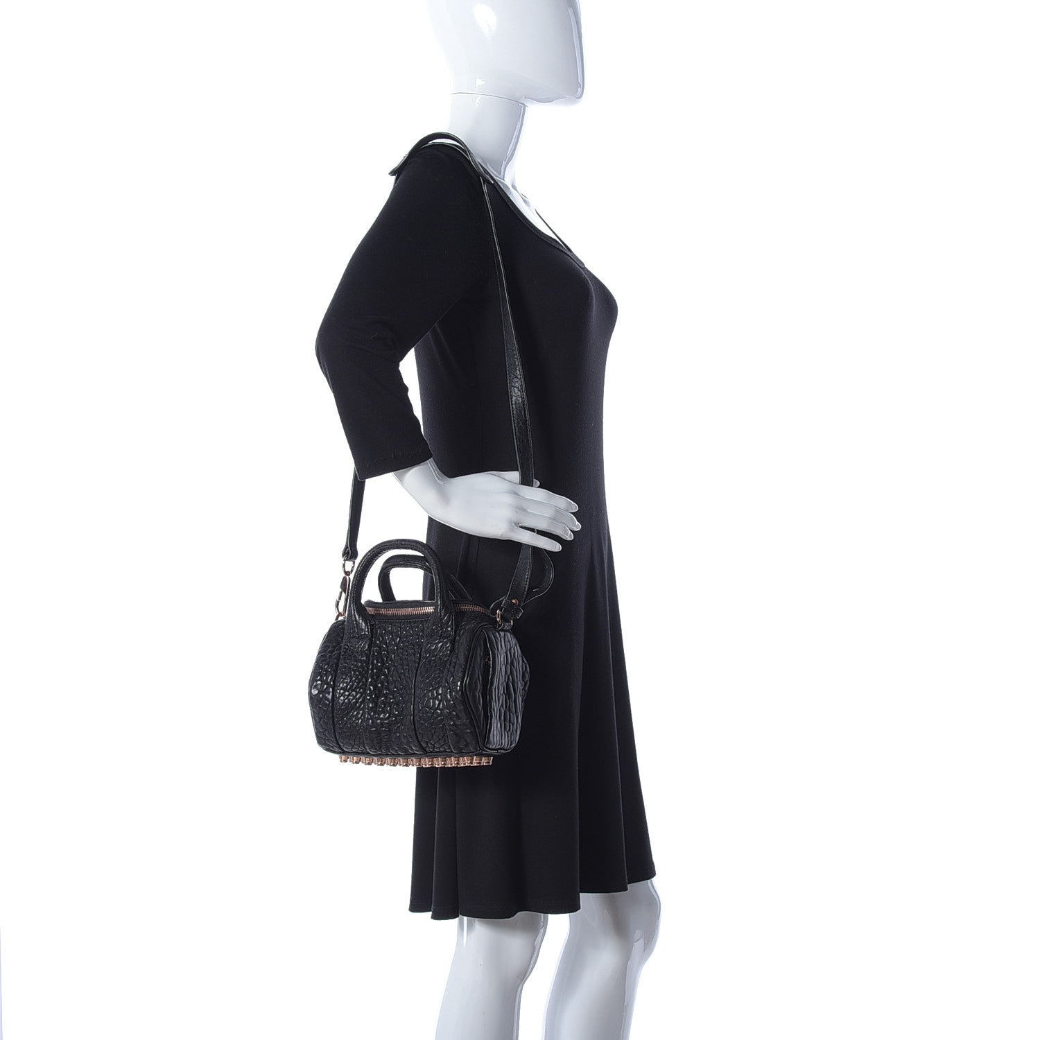 Alexander Wang Pebbled Lambskin Mini Rockie Black Rose Gold Hardware 2 of 9