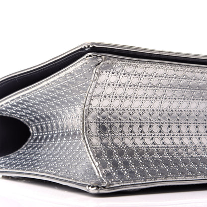 Christian Dior Metallic Patent Micro-Cannage Medium Diorama Flap Bag Silver 7 of 8