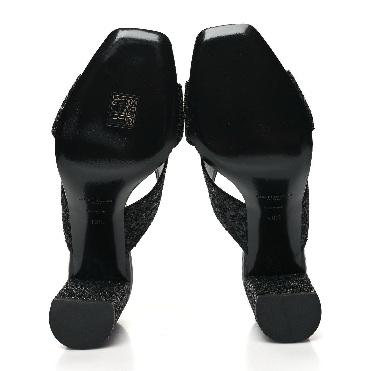 Saint Laurent Glitter LouLou 70 Mule Sandals 40.5 Black 5 of 9